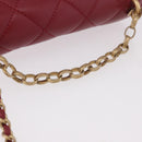 CHANEL Matelasse Chain Shoulder Bag Lamb Skin Red Gold CC Auth 190119SAM-7