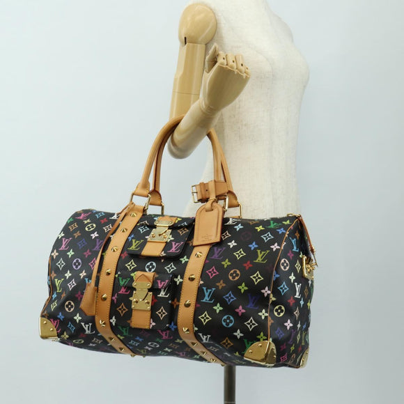 LOUIS VUITTON Monogram Multicolor Keepall 45 Bag Black M92640 LV Auth 190120SM