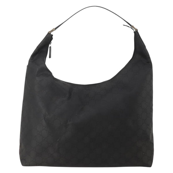 GUCCI GG Canvas Shoulder Bag Nylon Black Silver 012 0384 8 Auth 190125