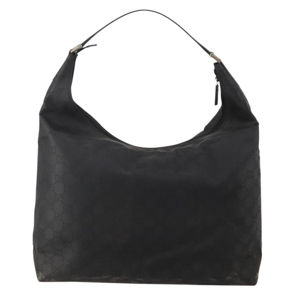 GUCCI GG Canvas Shoulder Bag Nylon Black Silver 012 0384 8 Auth 190125