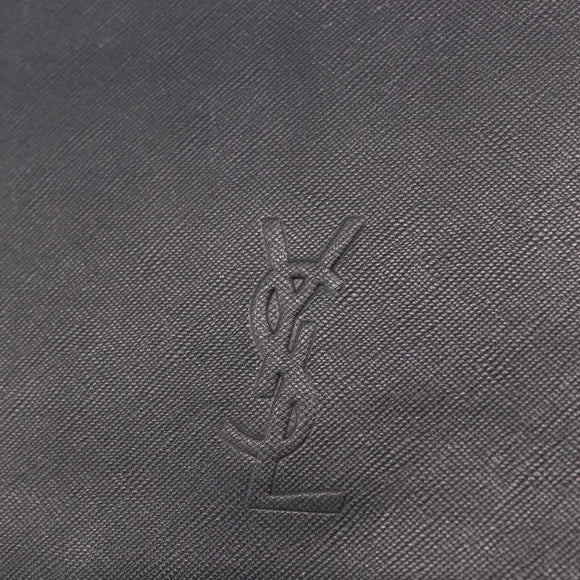 SAINT LAURENT Clutch Bag Leather Black Gold Auth 190126A