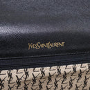 SAINT LAURENT Clutch Bag Leather Black Gold Auth 190126A-18