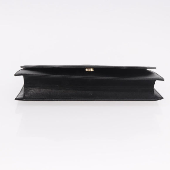 SAINT LAURENT Clutch Bag Leather Black Gold Auth 190126A