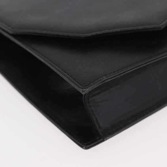 SAINT LAURENT Clutch Bag Leather Black Gold Auth 190126A