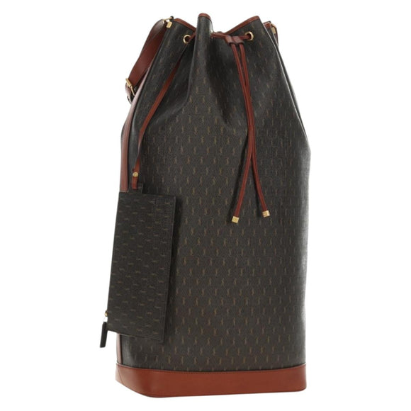 SAINT LAURENT Le Monogram Bucket Bag PVC Leather Brown Gold Auth 190129SAM