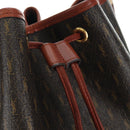 SAINT LAURENT Le Monogram Bucket Bag PVC Leather Brown Gold Auth 190129SAM-18