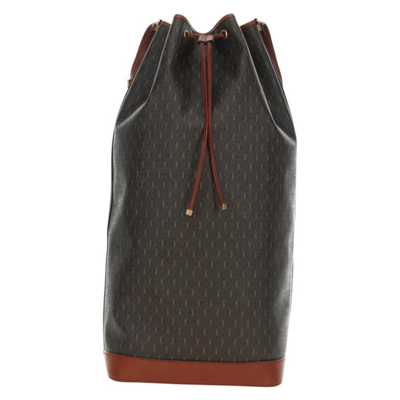 SAINT LAURENT Le Monogram Bucket Bag PVC Leather Brown Gold Auth 190129SAM
