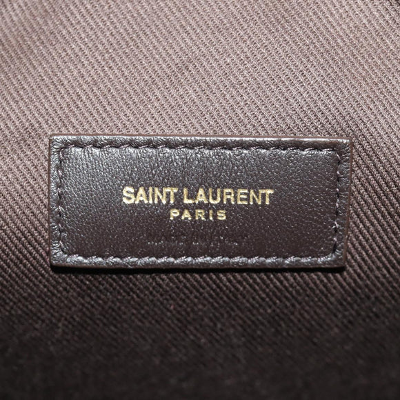 SAINT LAURENT Le Monogram Bucket Bag PVC Leather Brown Gold Auth 190129SAM