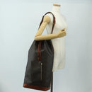 SAINT LAURENT Le Monogram Bucket Bag PVC Leather Brown Gold Auth 190129SAM-25