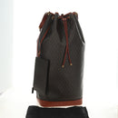 SAINT LAURENT Le Monogram Bucket Bag PVC Leather Brown Gold Auth 190129SAM-12