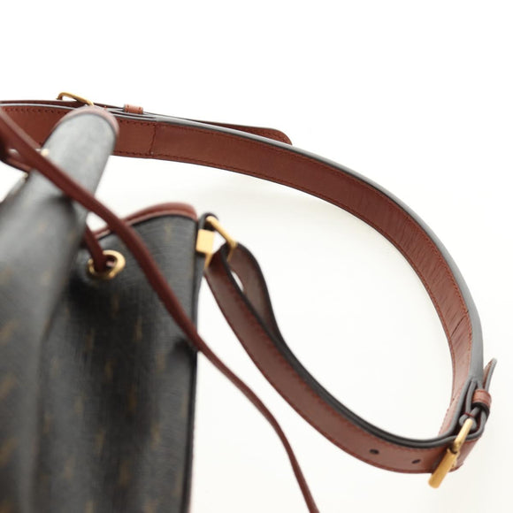 SAINT LAURENT Le Monogram Bucket Bag PVC Leather Brown Gold Auth 190129SAM