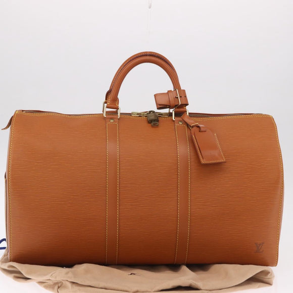 LOUIS VUITTON Epi Keepall 50 Boston Bag Brown M42968 LV Auth 190130SAV