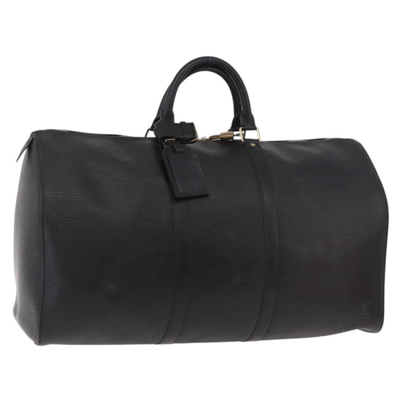 LOUIS VUITTON Epi Keepall 50 Boston Bag Black M42962 LV Auth 190131SAV