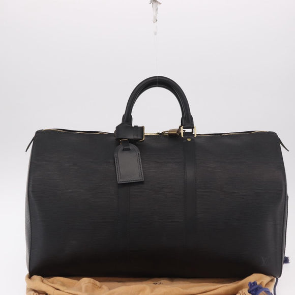 LOUIS VUITTON Epi Keepall 50 Boston Bag Black M42962 LV Auth 190131SAV
