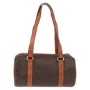 CELINE Macadam Canvas Hand Bag PVC Leather Brown Gold Auth 190132A-2