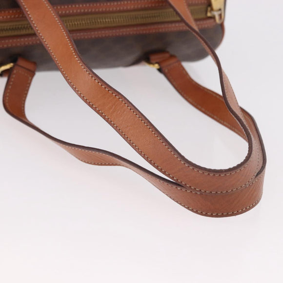 CELINE Macadam Canvas Hand Bag PVC Leather Brown Gold Auth 190132A