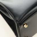 HERMES Box Calf Kelly 32 Hand Bag Leather 2way Black Gold Auth 190133SM-12