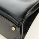 HERMES Box Calf Kelly 32 Hand Bag Leather 2way Black Gold Auth 190133SM-13