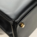 HERMES Box Calf Kelly 32 Hand Bag Leather 2way Black Gold Auth 190133SM-14