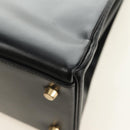 HERMES Box Calf Kelly 32 Hand Bag Leather 2way Black Gold Auth 190133SM-15