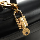 HERMES Box Calf Kelly 32 Hand Bag Leather 2way Black Gold Auth 190133SM-17