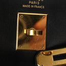 HERMES Box Calf Kelly 32 Hand Bag Leather 2way Black Gold Auth 190133SM-20