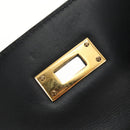 HERMES Box Calf Kelly 32 Hand Bag Leather 2way Black Gold Auth 190133SM-22
