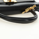 HERMES Box Calf Kelly 32 Hand Bag Leather 2way Black Gold Auth 190133SM-7