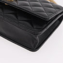 CHANEL Matelasse Chain Shoulder Bag Lamb Skin Black Gold CC Auth 190135SAM-11