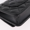 CHANEL Matelasse Chain Shoulder Bag Lamb Skin Black Gold CC Auth 190135SAM-12