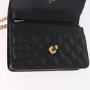 CHANEL Matelasse Chain Shoulder Bag Lamb Skin Black Gold CC Auth 190135SAM-18