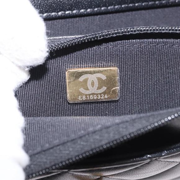 CHANEL Matelasse Chain Shoulder Bag Lamb Skin Black Gold CC Auth 190135SAM