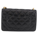 CHANEL Matelasse Chain Shoulder Bag Lamb Skin Black Gold CC Auth 190135SAM-3