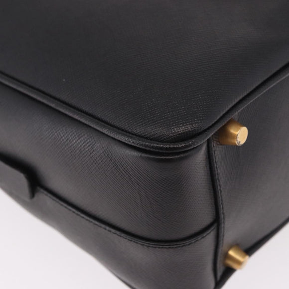 PRADA Hand Bag Safiano leather Black Gold Auth 190146SAV