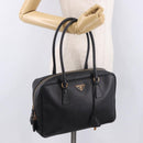 PRADA Hand Bag Safiano leather Black Gold Auth 190146SAV-26
