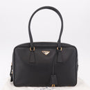 PRADA Hand Bag Safiano leather Black Gold Auth 190146SAV-12