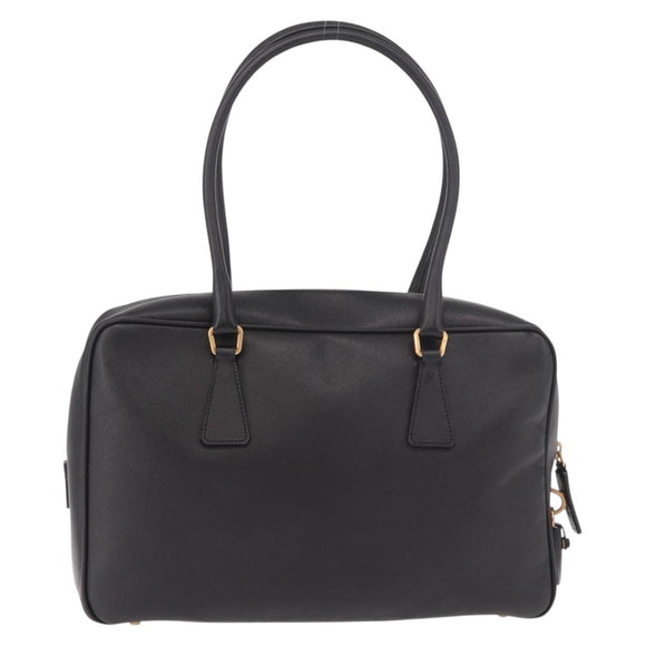 PRADA Hand Bag Safiano leather Black Gold Auth 190146SAV