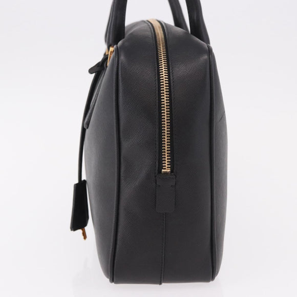 PRADA Hand Bag Safiano leather Black Gold Auth 190146SAV
