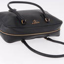 PRADA Hand Bag Safiano leather Black Gold Auth 190146SAV-6