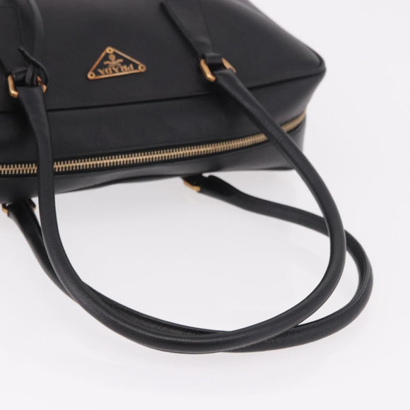 PRADA Hand Bag Safiano leather Black Gold Auth 190146SAV