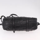 PRADA Gathered Hand Bag Leather 2way Black Gold Auth 190154V-5