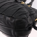 PRADA Gathered Hand Bag Leather 2way Black Gold Auth 190154V-20