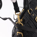 PRADA Gathered Hand Bag Leather 2way Black Gold Auth 190154V-23