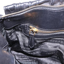 PRADA Gathered Hand Bag Leather 2way Black Gold Auth 190154V-28