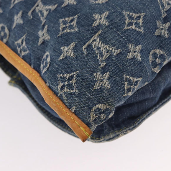 LOUIS VUITTON Monogram Denim Flat Shopper Tote Bag Blue M95018 LV Auth 190156SAV