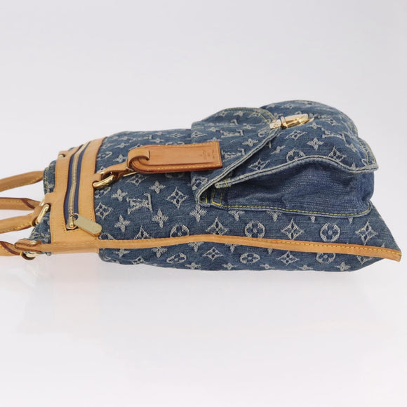 LOUIS VUITTON Monogram Denim Flat Shopper Tote Bag Blue M95018 LV Auth 190156SAV