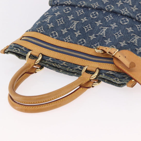 LOUIS VUITTON Monogram Denim Flat Shopper Tote Bag Blue M95018 LV Auth 190156SAV