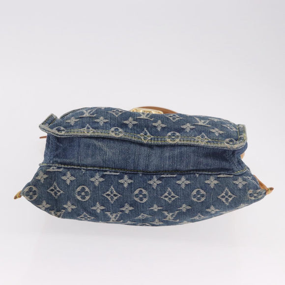 LOUIS VUITTON Monogram Denim Flat Shopper Tote Bag Blue M95018 LV Auth 190156SAV
