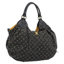 LOUIS VUITTON Monogram Denim XL Hand Bag Black M95510 LV Auth 190157SAV-1