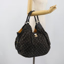 LOUIS VUITTON Monogram Denim XL Hand Bag Black M95510 LV Auth 190157SAV-22